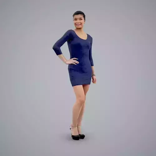 Woman with Short Blue Dress and Heels CWom0105-HD2-O01P01-S