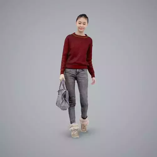 Casual Woman Wearing Red Sweater CWom0103-HD2-O02P01-S