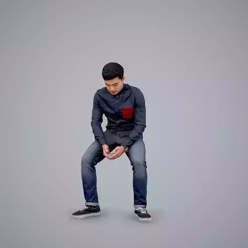 Casual Man Texting on Phone CMan0104-HD2-O01P01-S 3D model