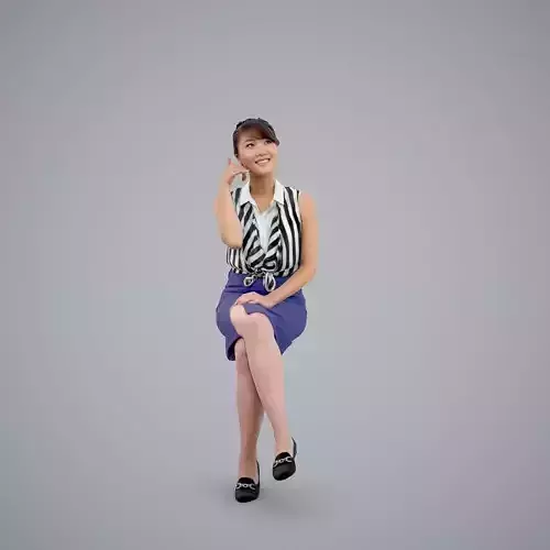 Smiling Business Woman with Blue Skirt BWom0100-HD2-O01P02-S 3D model