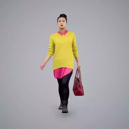 Woman with Yellow Sweater and Pink Shirt CWom0101-HD2-O01P01-S