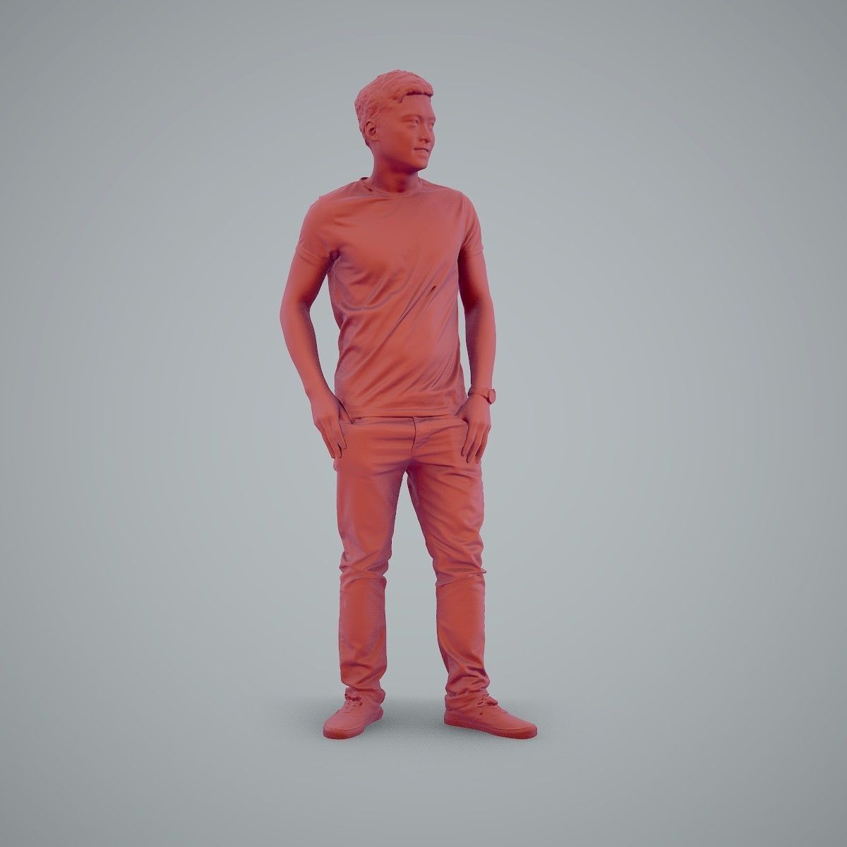 Standing Casual Man Wearing a T-Shirt CMan0104-HD2-O03P01-S 3D model_20
