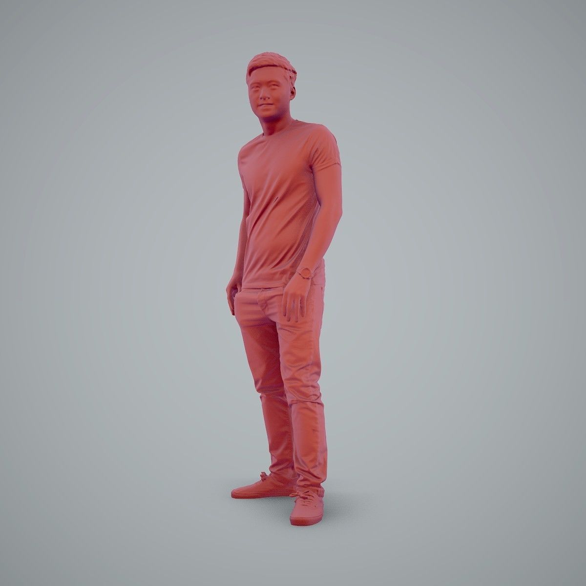 Standing Casual Man Wearing a T-Shirt CMan0104-HD2-O03P01-S 3D model_14