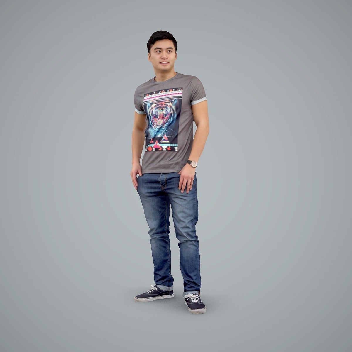 Standing Casual Man Wearing a T-Shirt CMan0104-HD2-O03P01-S 3D model_1