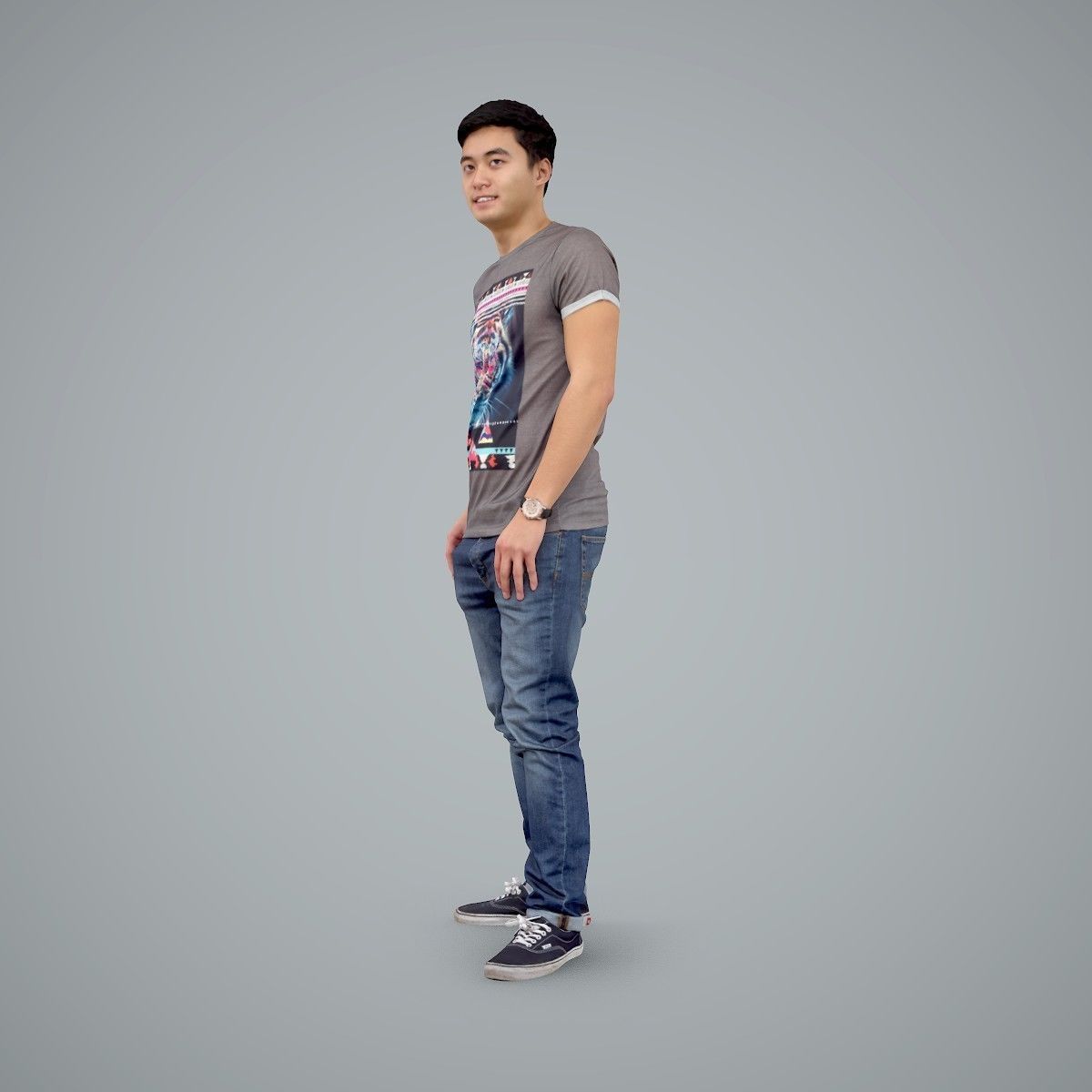 Standing Casual Man Wearing a T-Shirt CMan0104-HD2-O03P01-S 3D model_2