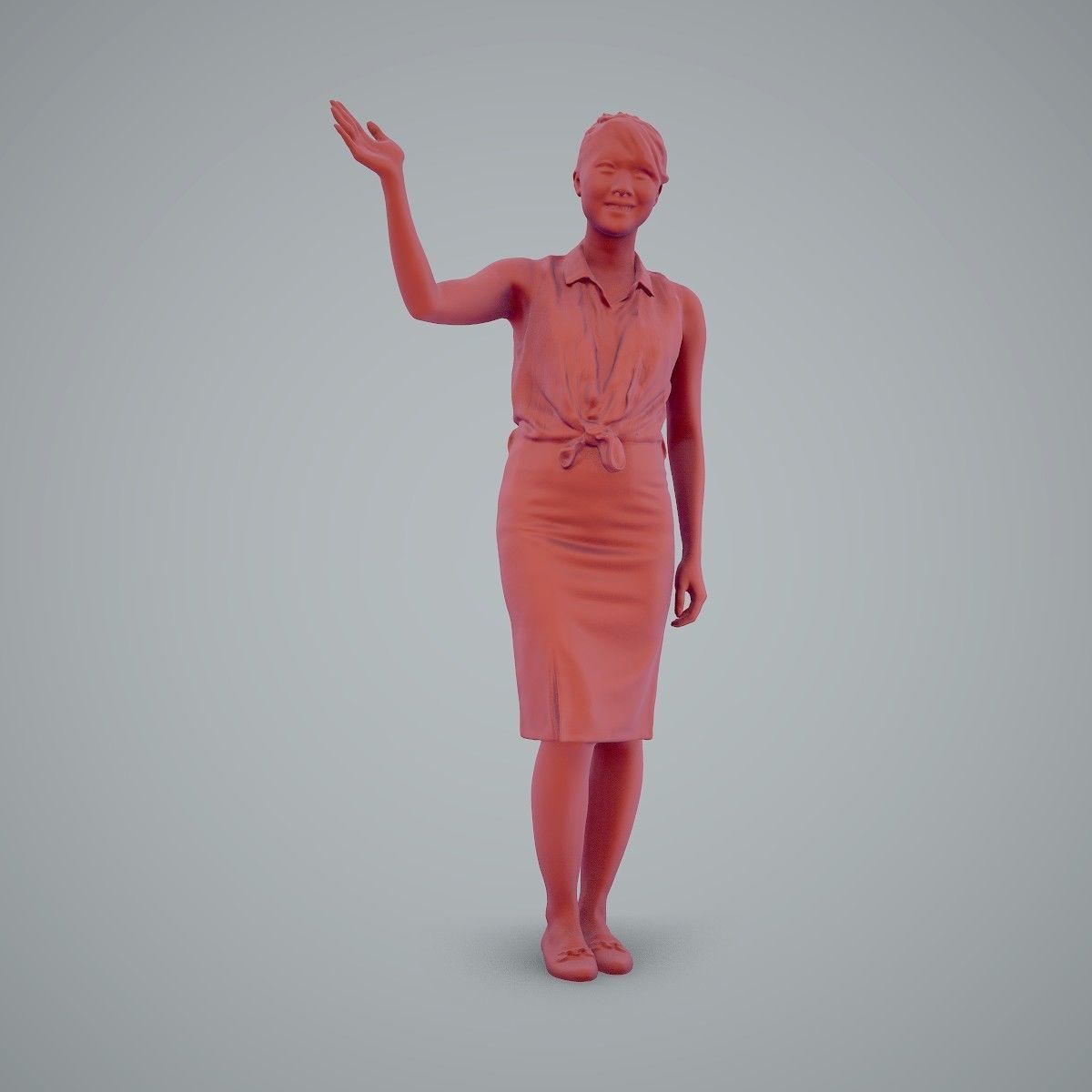 Woman Wearing Yellow Skirt and Waving BWom0100-HD2-O01P01-S 3D model_40