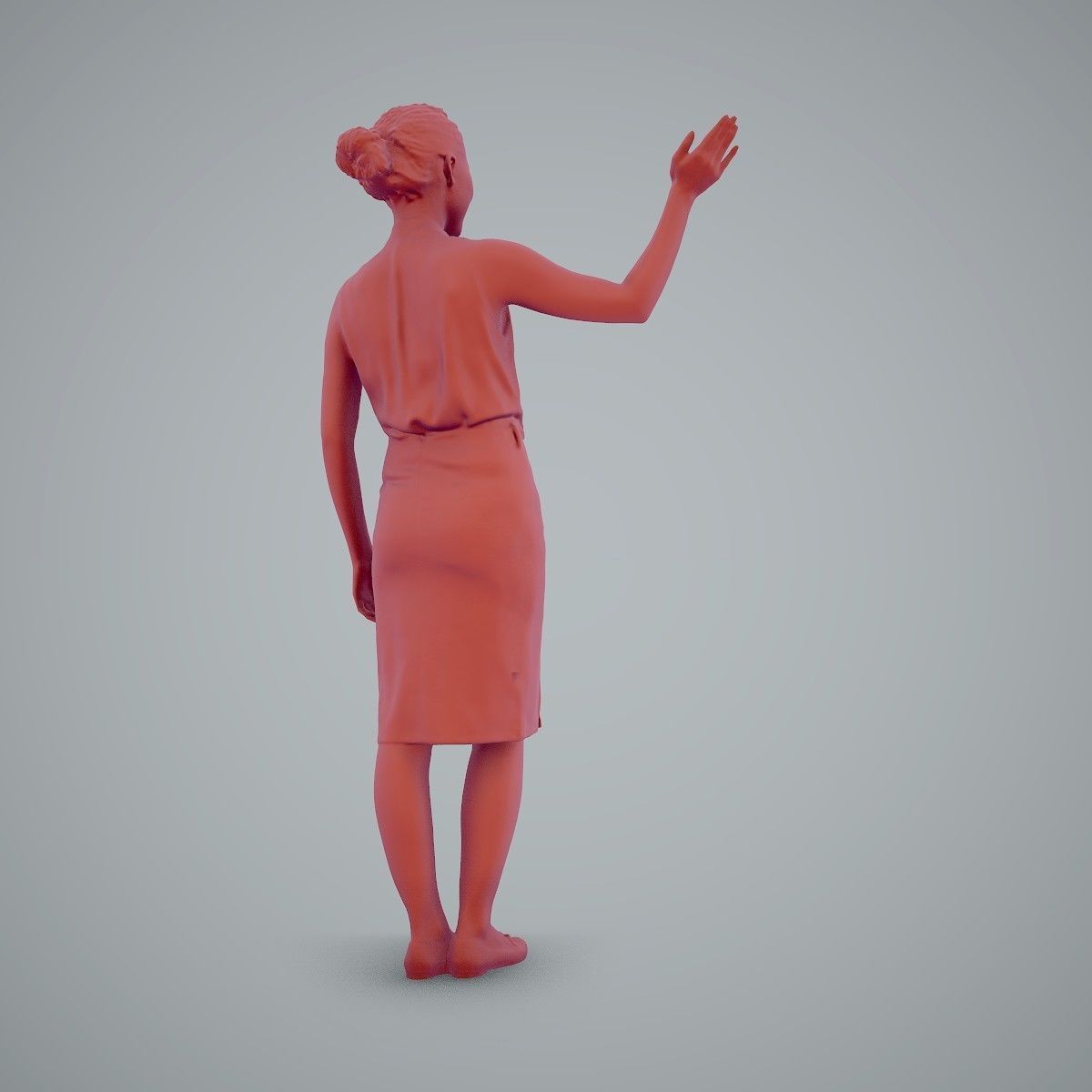 Woman Wearing Yellow Skirt and Waving BWom0100-HD2-O01P01-S 3D model_11