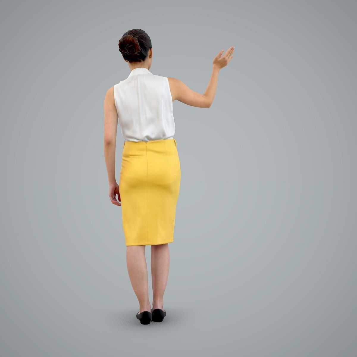 Woman Wearing Yellow Skirt and Waving BWom0100-HD2-O01P01-S 3D model_69