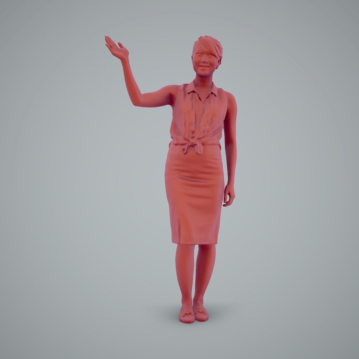 Woman Wearing Yellow Skirt and Waving BWom0100-HD2-O01P01-S 3D model_34