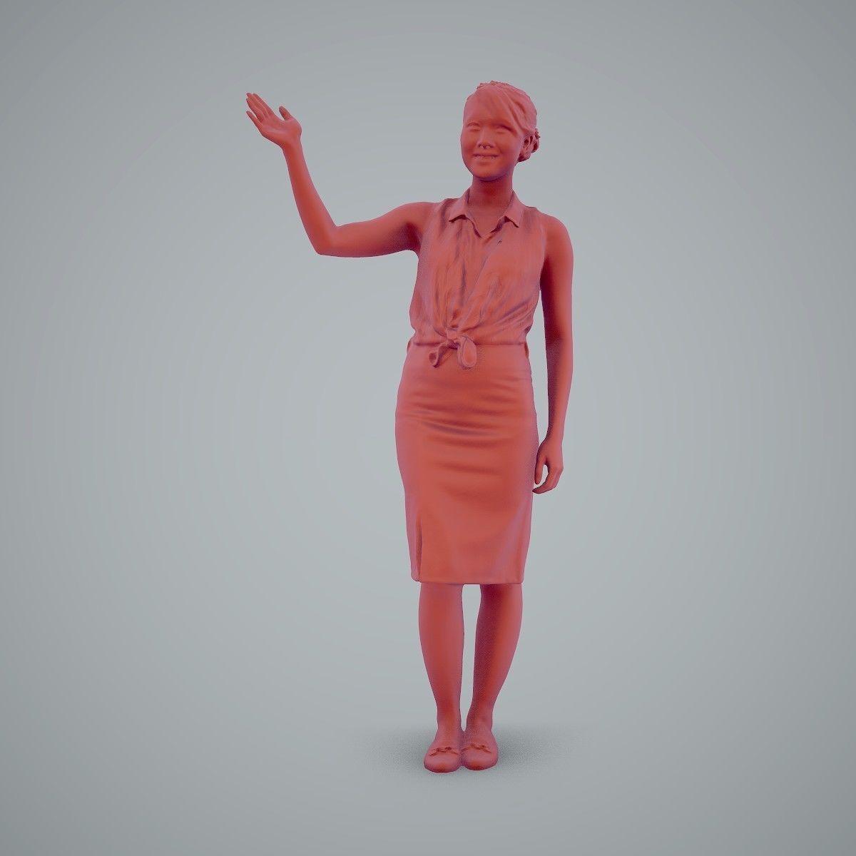 Woman Wearing Yellow Skirt and Waving BWom0100-HD2-O01P01-S 3D model_41