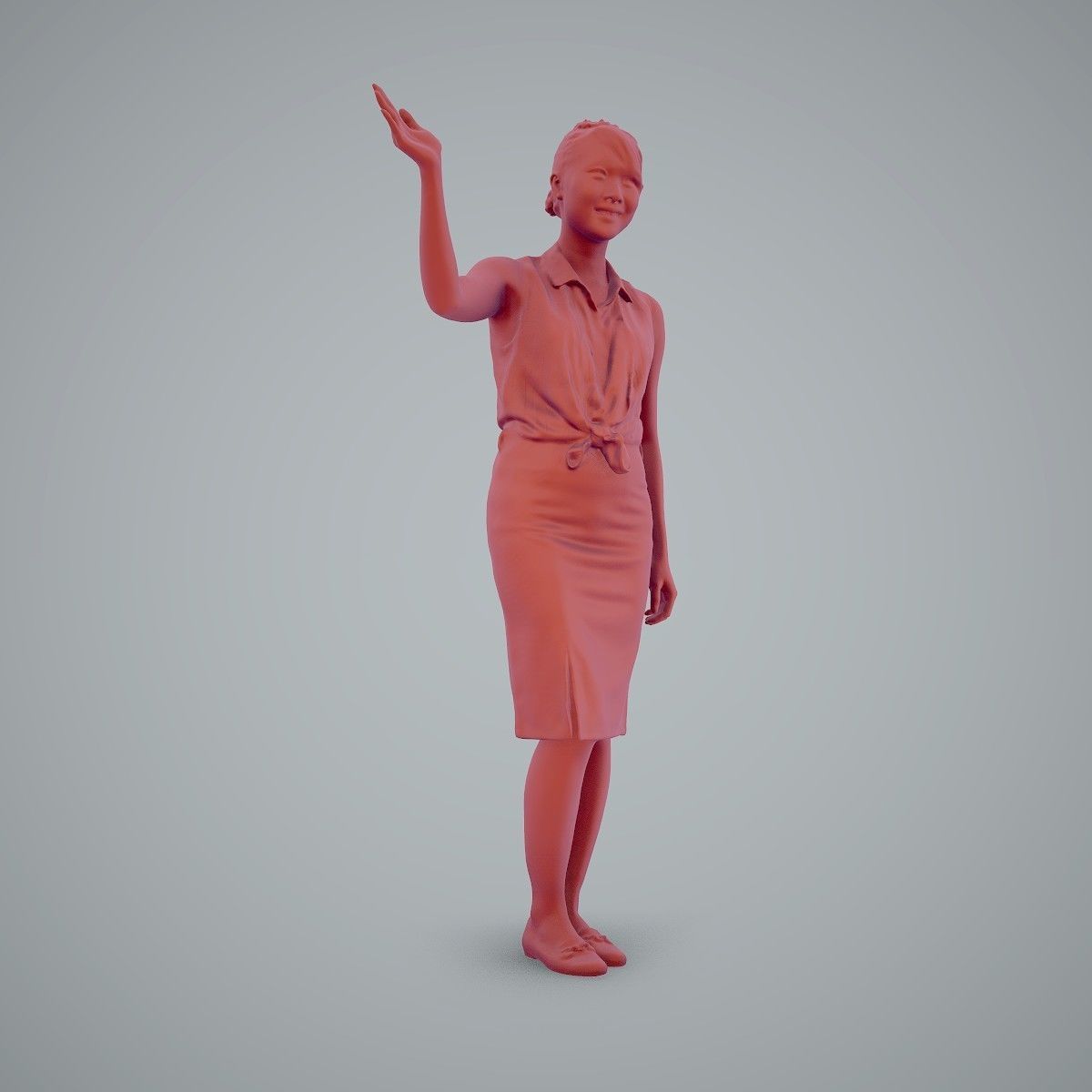 Woman Wearing Yellow Skirt and Waving BWom0100-HD2-O01P01-S 3D model_55