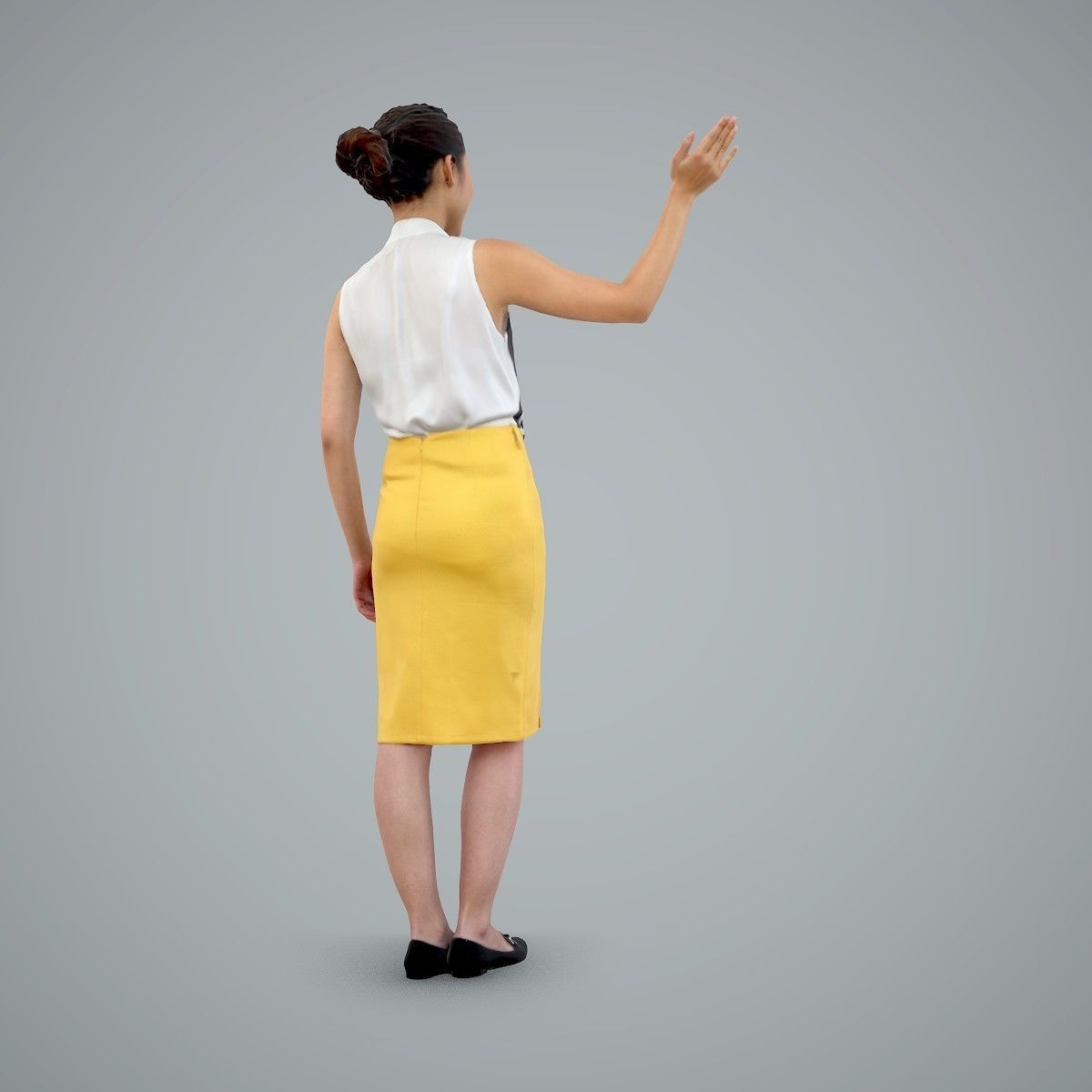 Woman Wearing Yellow Skirt and Waving BWom0100-HD2-O01P01-S 3D model_26