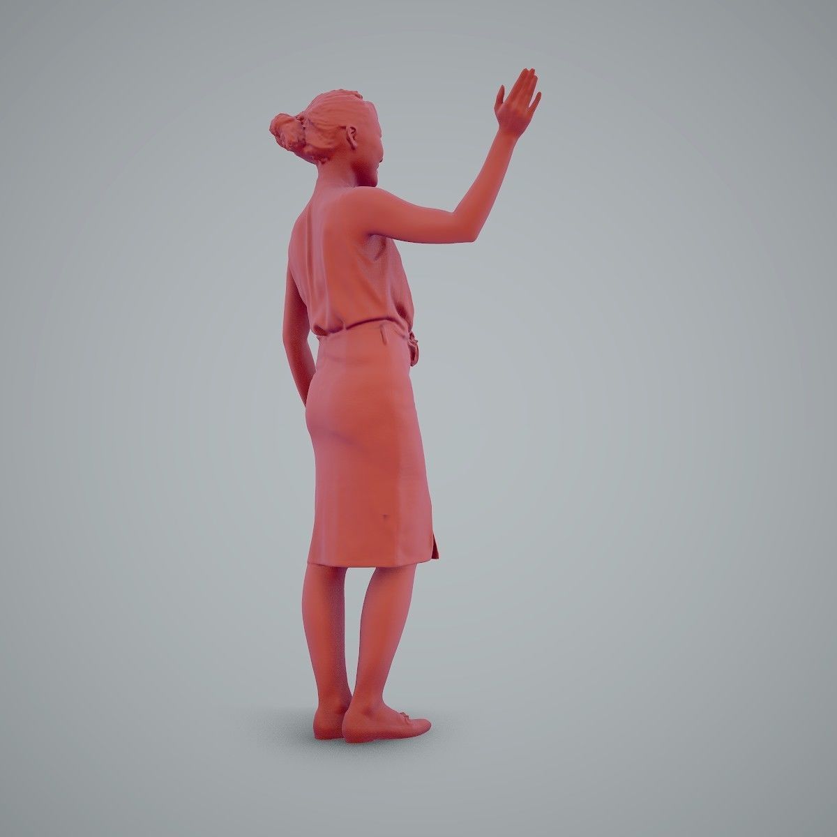 Woman Wearing Yellow Skirt and Waving BWom0100-HD2-O01P01-S 3D model_67