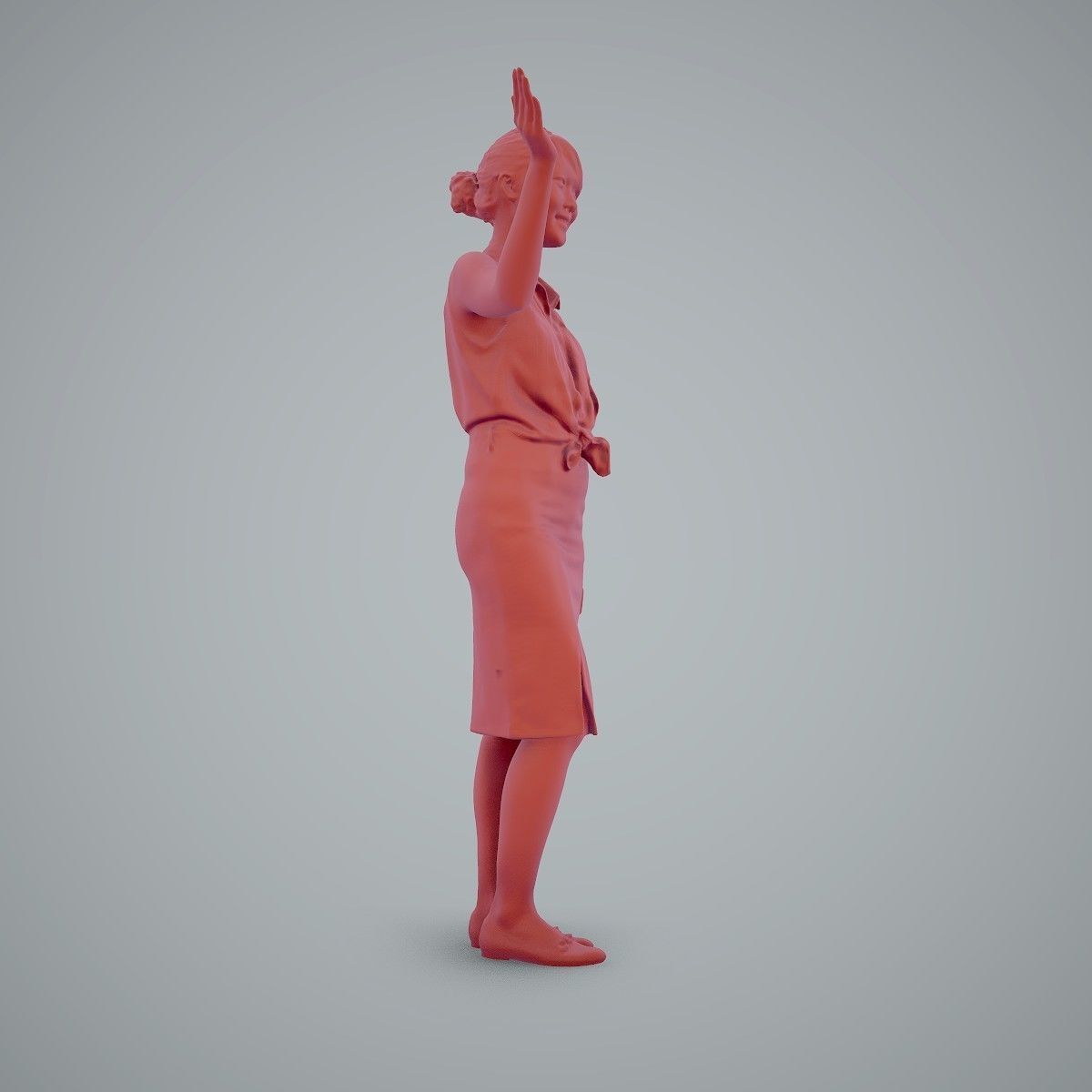 Woman Wearing Yellow Skirt and Waving BWom0100-HD2-O01P01-S 3D model_21