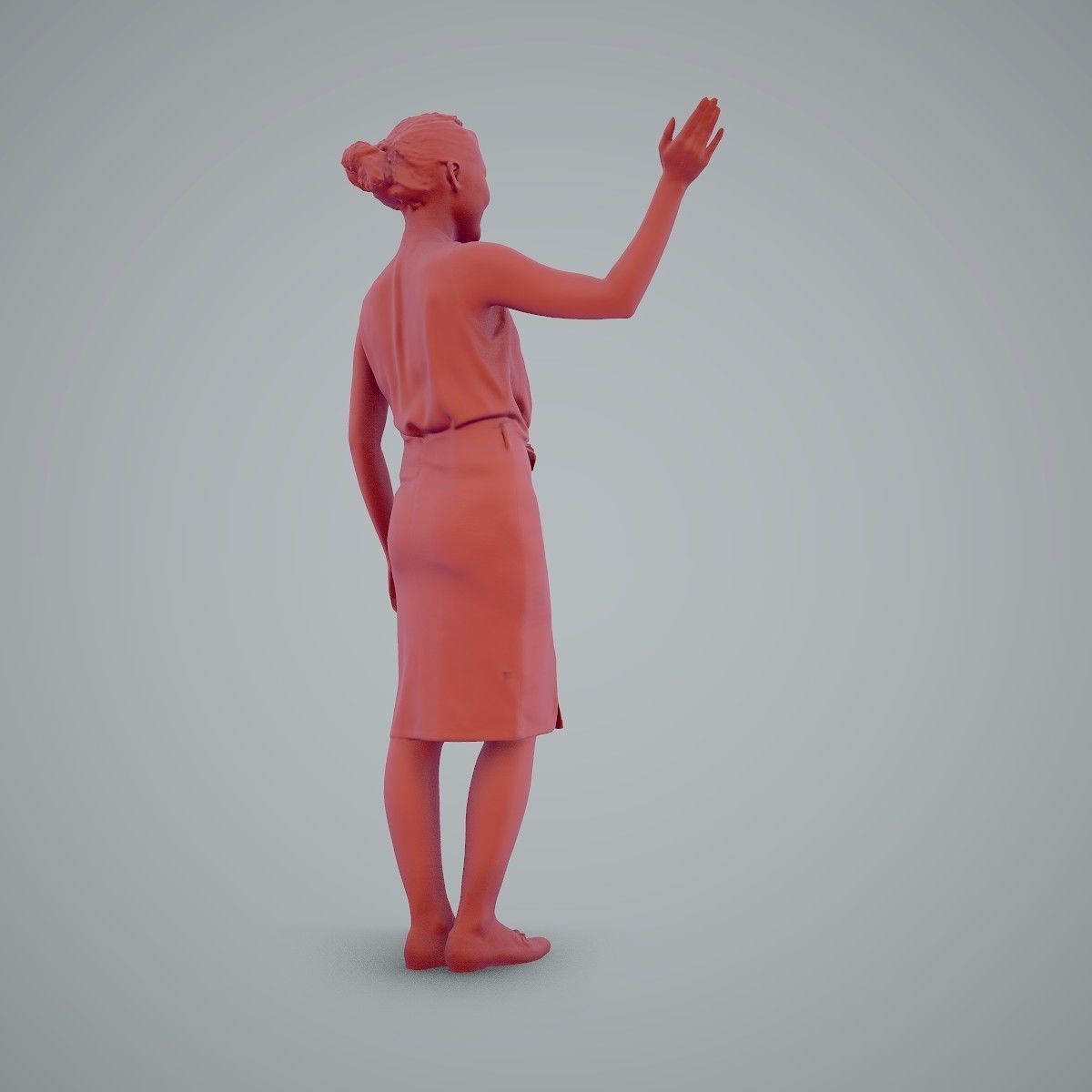 Woman Wearing Yellow Skirt and Waving BWom0100-HD2-O01P01-S 3D model_45