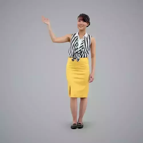 Woman Wearing Yellow Skirt and Waving BWom0100-HD2-O01P01-S 3D model
