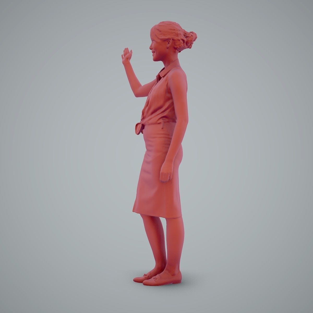 Woman Wearing Yellow Skirt and Waving BWom0100-HD2-O01P01-S 3D model_73