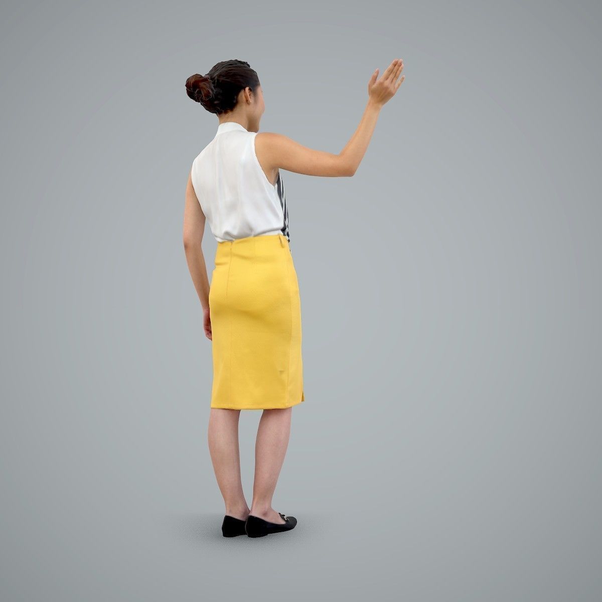 Woman Wearing Yellow Skirt and Waving BWom0100-HD2-O01P01-S 3D model_39