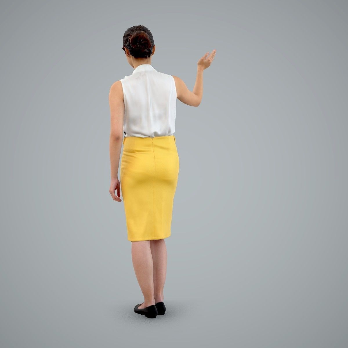 Woman Wearing Yellow Skirt and Waving BWom0100-HD2-O01P01-S 3D model_30