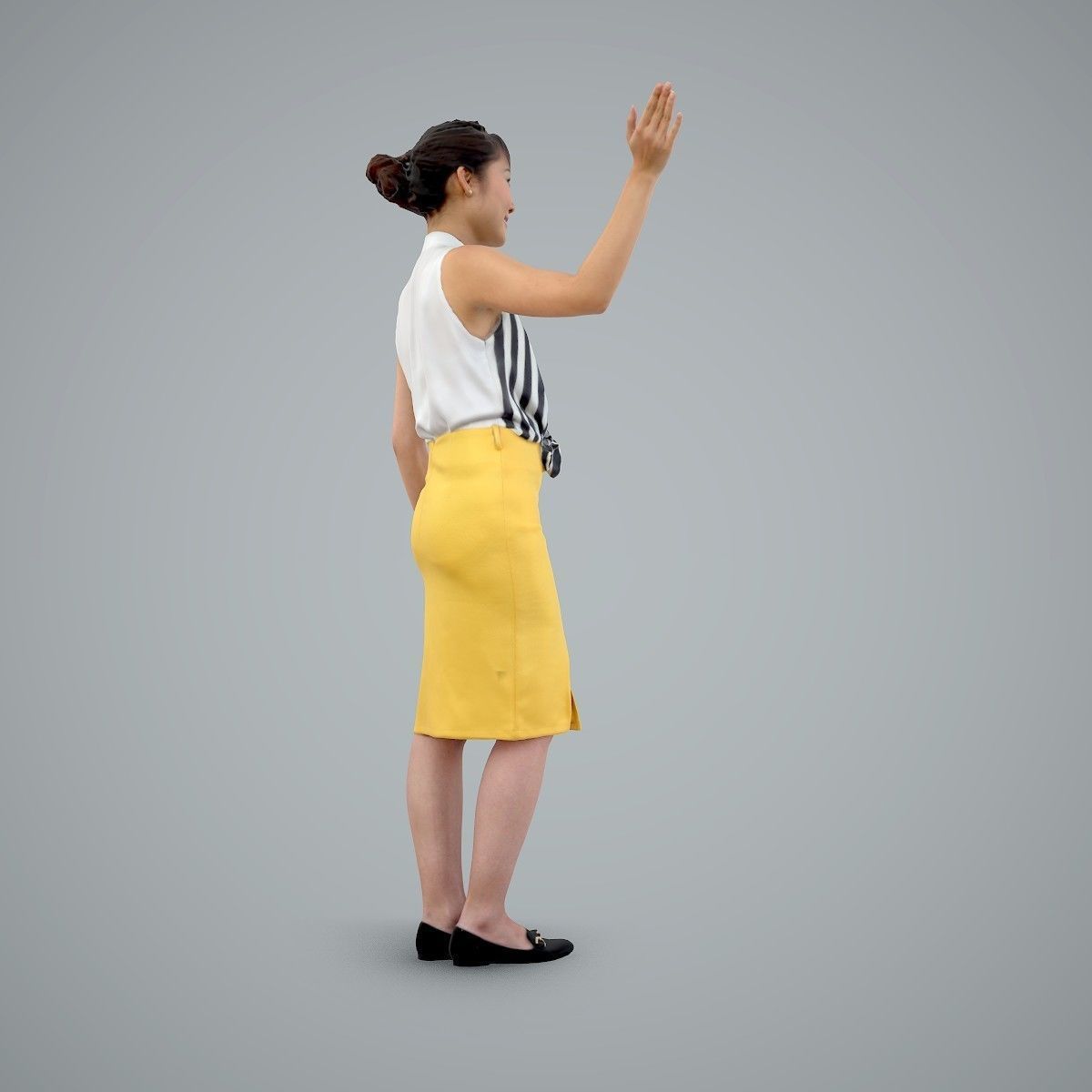 Woman Wearing Yellow Skirt and Waving BWom0100-HD2-O01P01-S 3D model_28