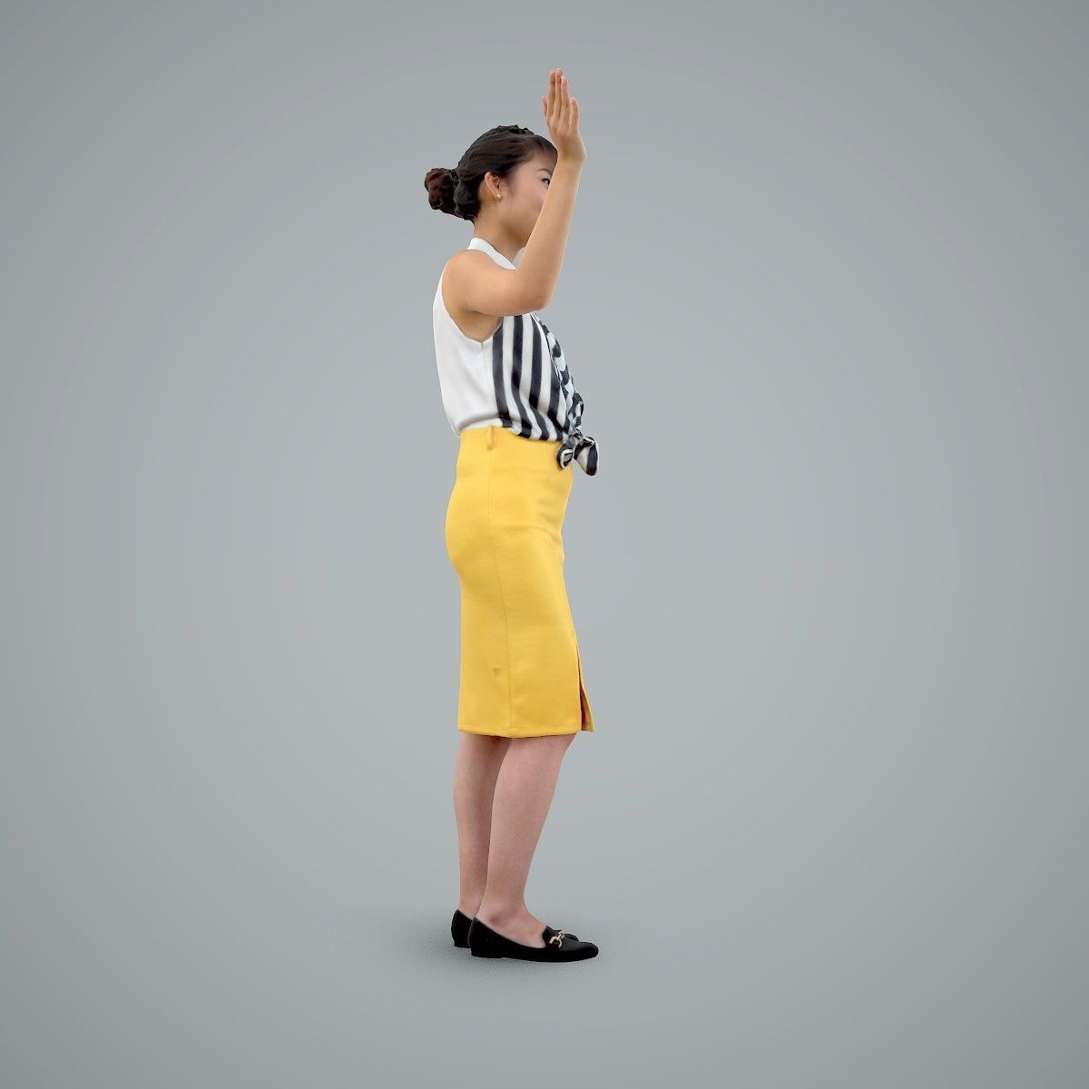 Woman Wearing Yellow Skirt and Waving BWom0100-HD2-O01P01-S 3D model_50