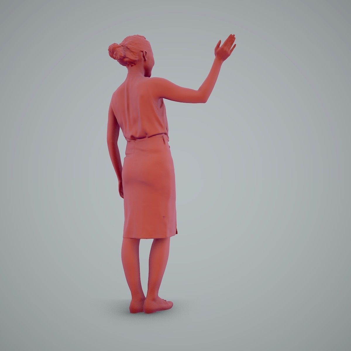 Woman Wearing Yellow Skirt and Waving BWom0100-HD2-O01P01-S 3D model_58
