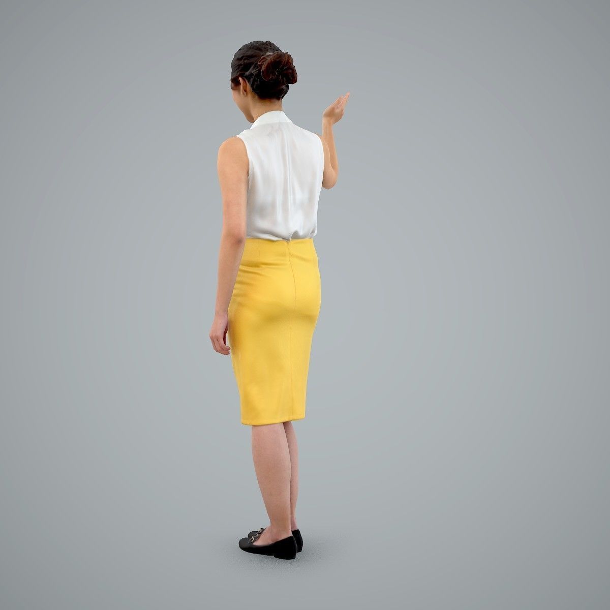 Woman Wearing Yellow Skirt and Waving BWom0100-HD2-O01P01-S 3D model_7