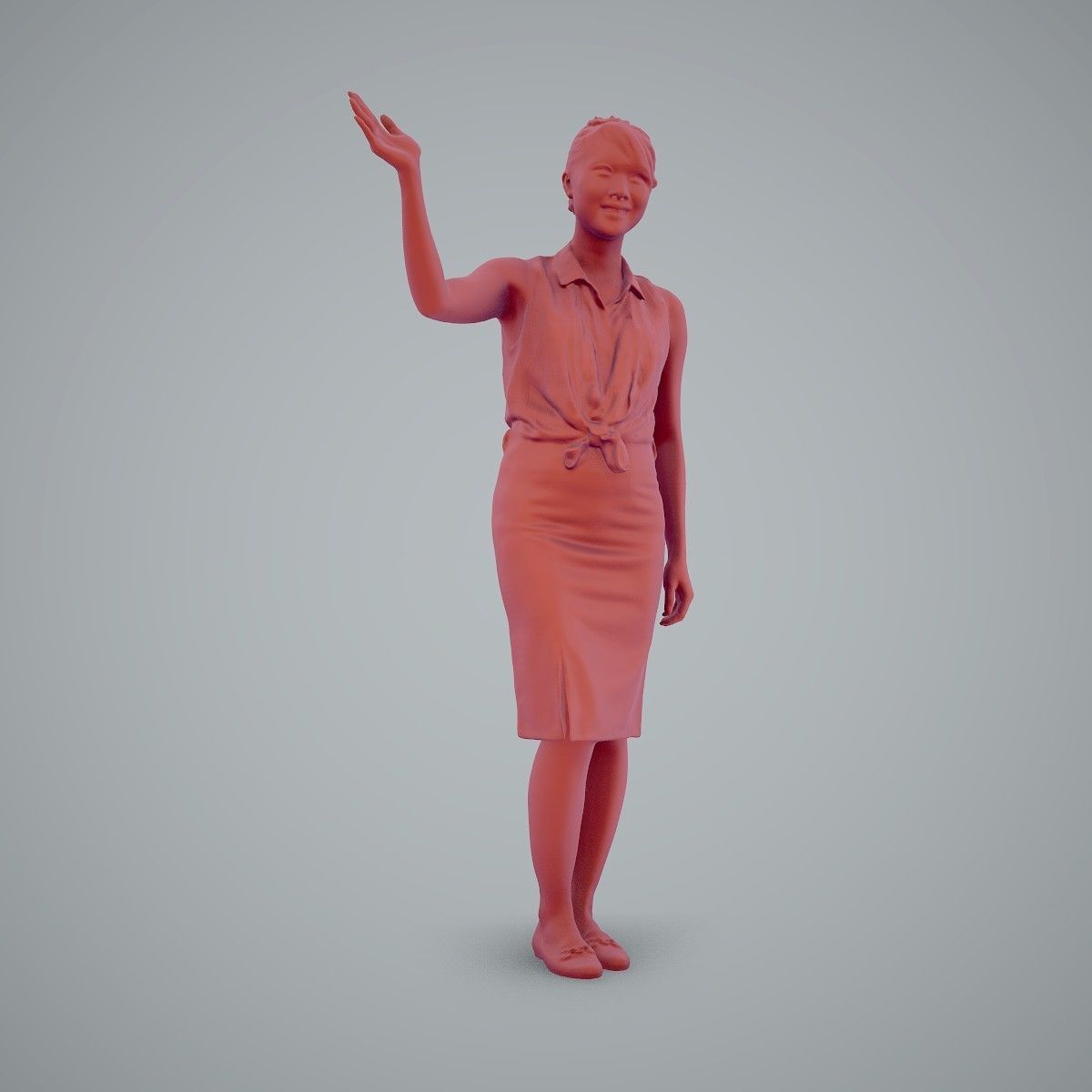 Woman Wearing Yellow Skirt and Waving BWom0100-HD2-O01P01-S 3D model_13
