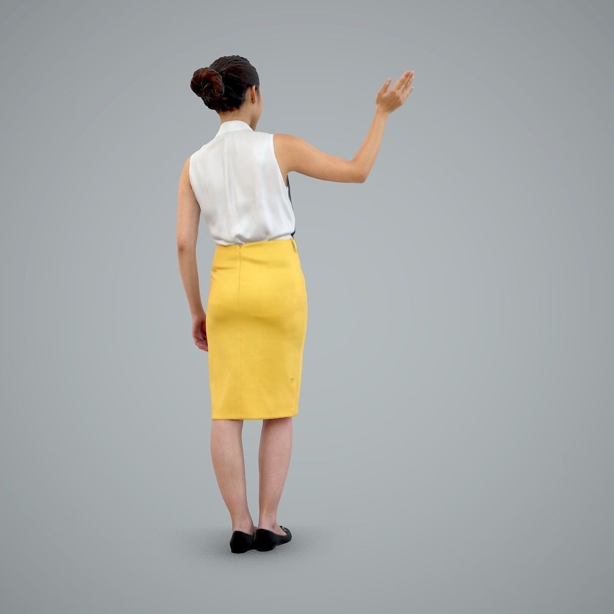 Woman Wearing Yellow Skirt and Waving BWom0100-HD2-O01P01-S 3D model_61