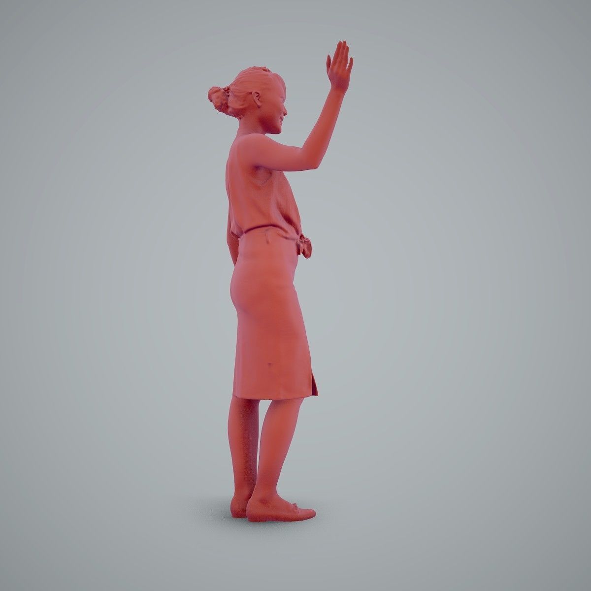Woman Wearing Yellow Skirt and Waving BWom0100-HD2-O01P01-S 3D model_54