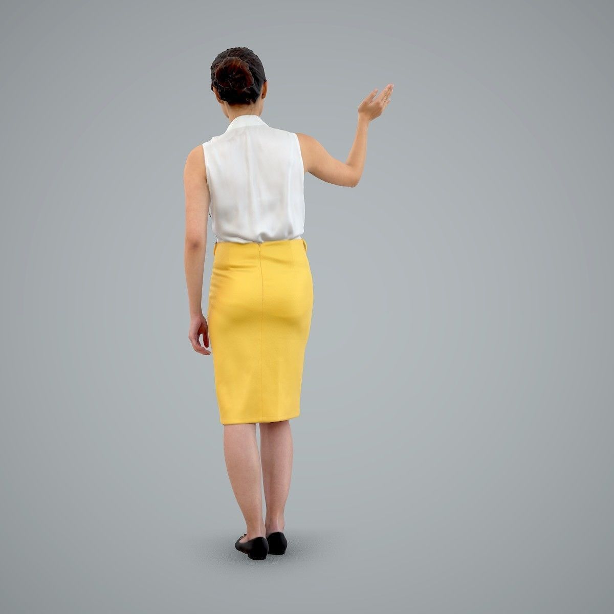 Woman Wearing Yellow Skirt and Waving BWom0100-HD2-O01P01-S 3D model_37