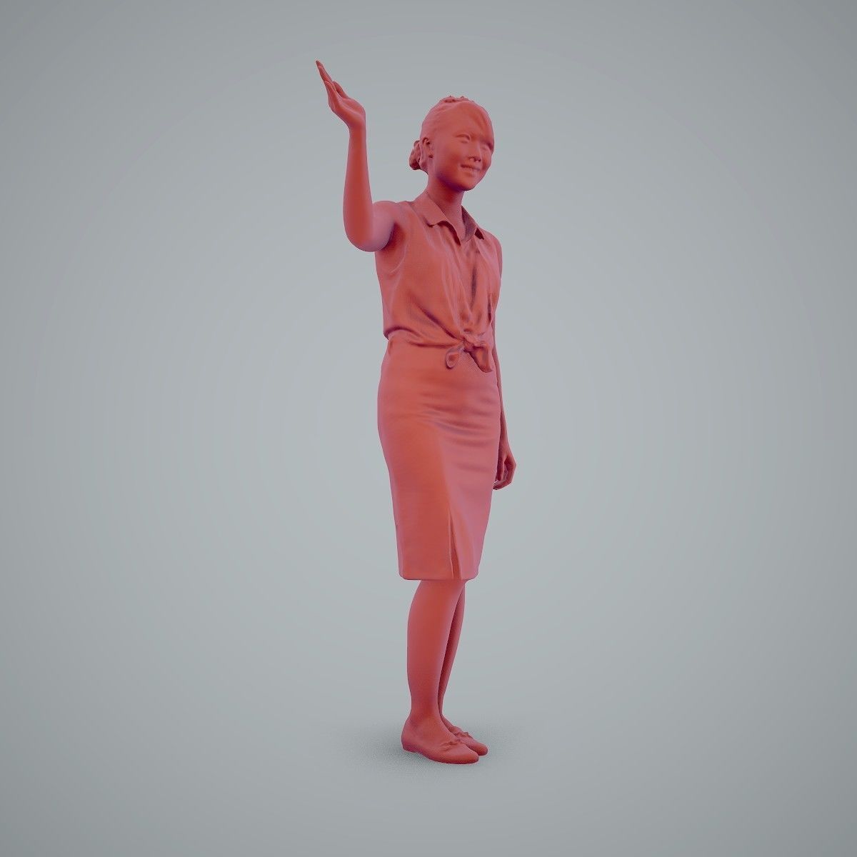 Woman Wearing Yellow Skirt and Waving BWom0100-HD2-O01P01-S 3D model_49