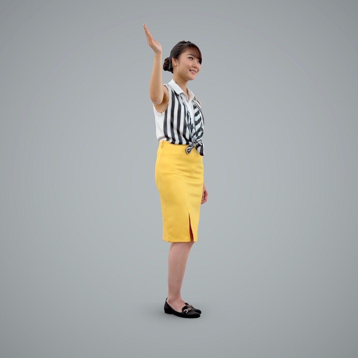 Woman Wearing Yellow Skirt and Waving BWom0100-HD2-O01P01-S 3D model_24