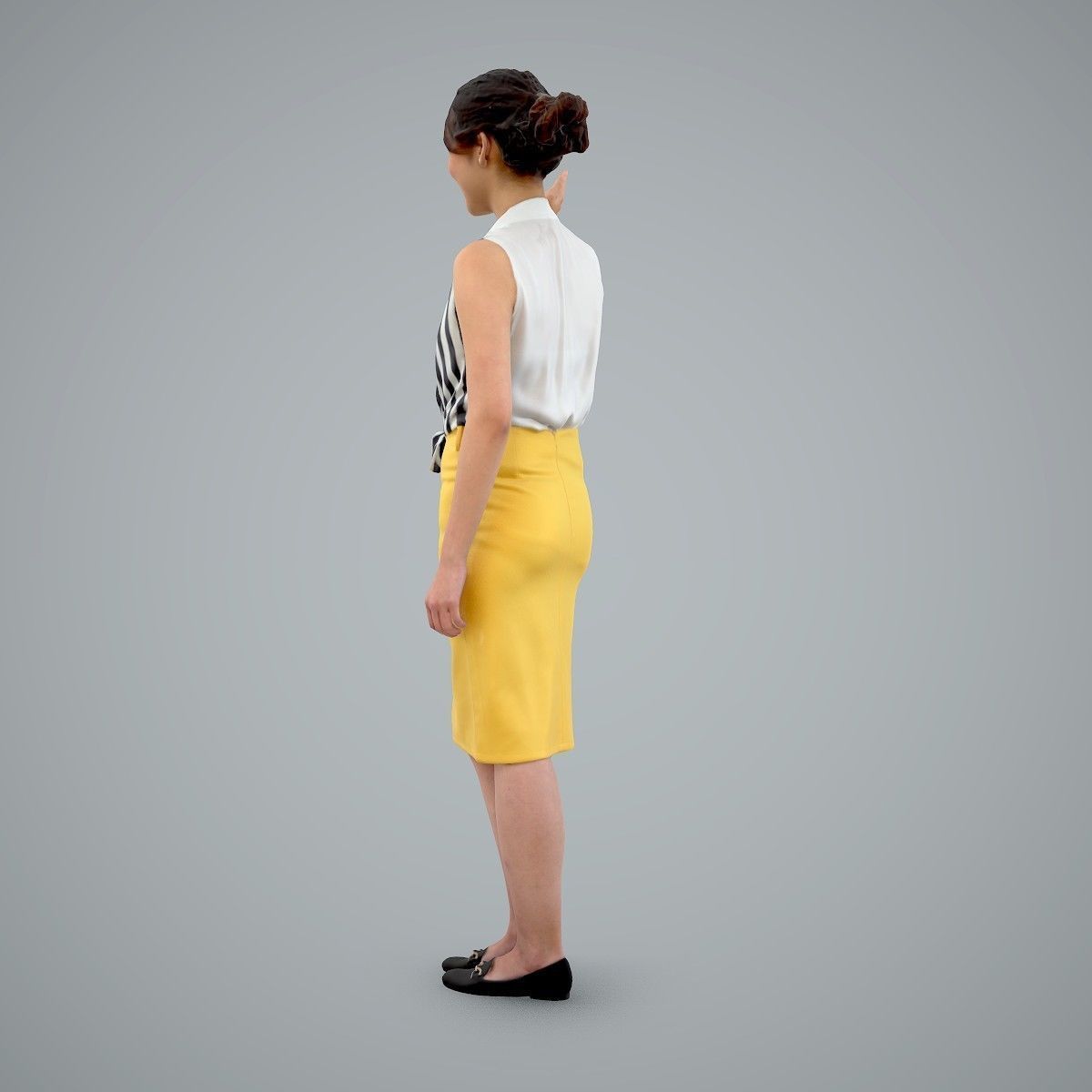 Woman Wearing Yellow Skirt and Waving BWom0100-HD2-O01P01-S 3D model_52