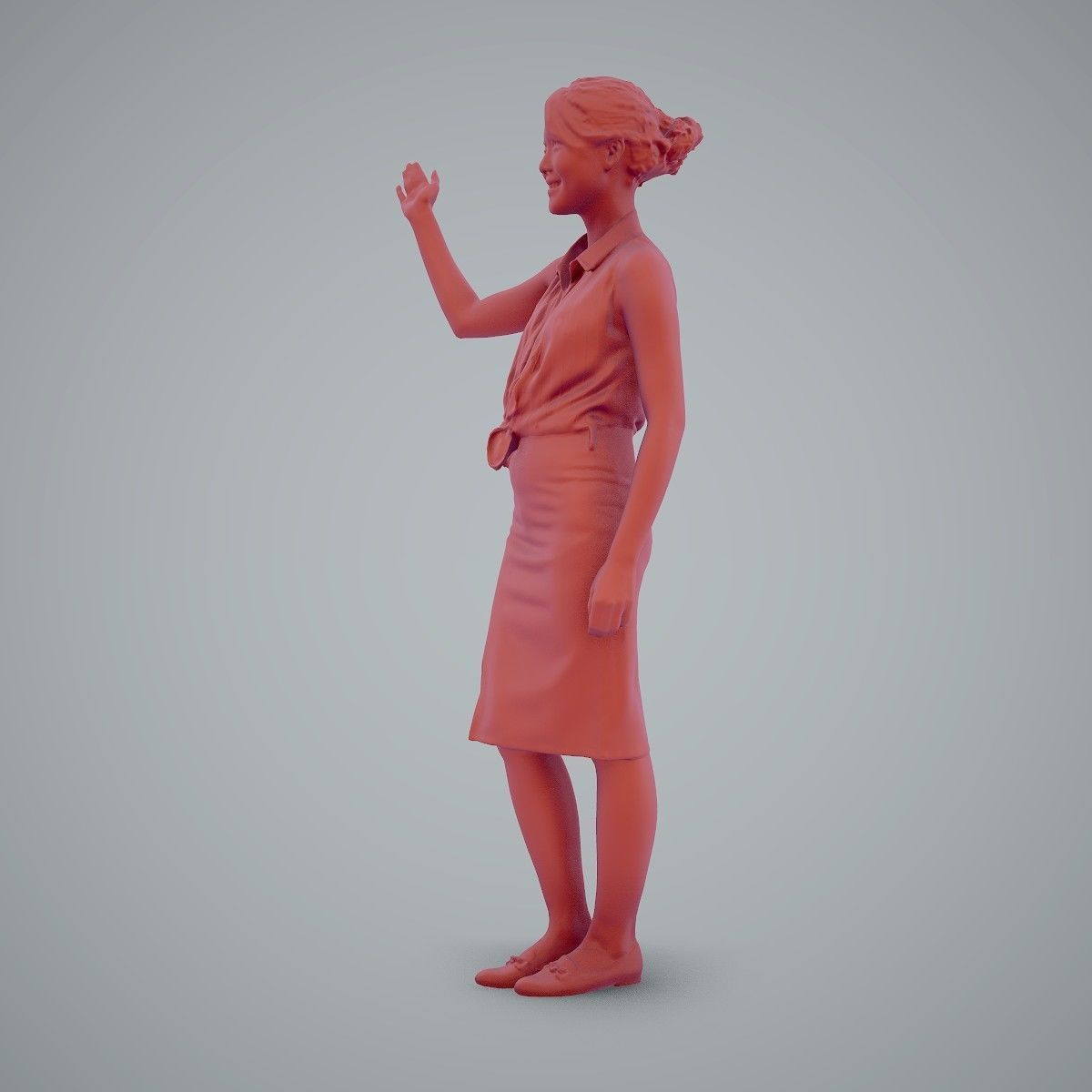 Woman Wearing Yellow Skirt and Waving BWom0100-HD2-O01P01-S 3D model_59