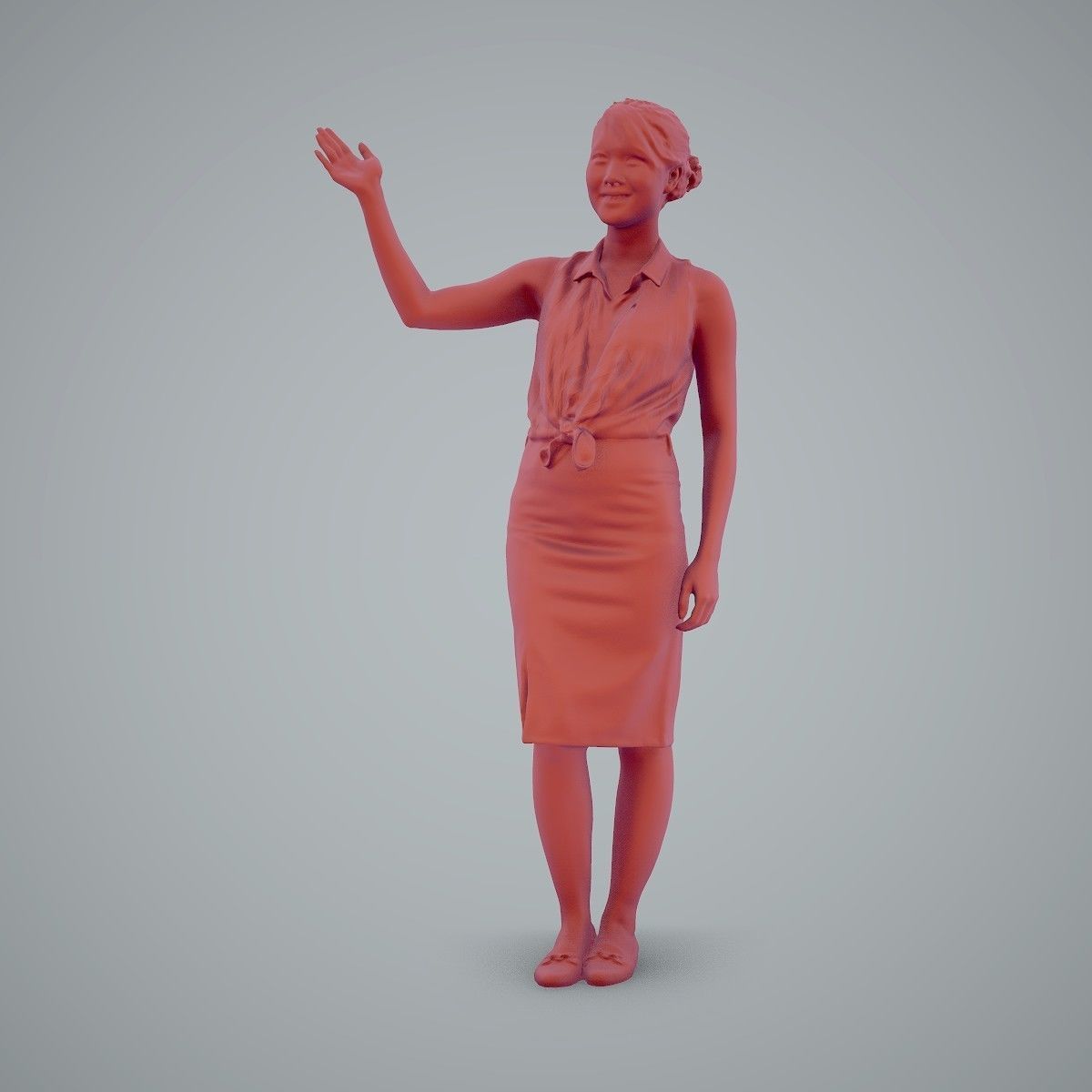 Woman Wearing Yellow Skirt and Waving BWom0100-HD2-O01P01-S 3D model_71