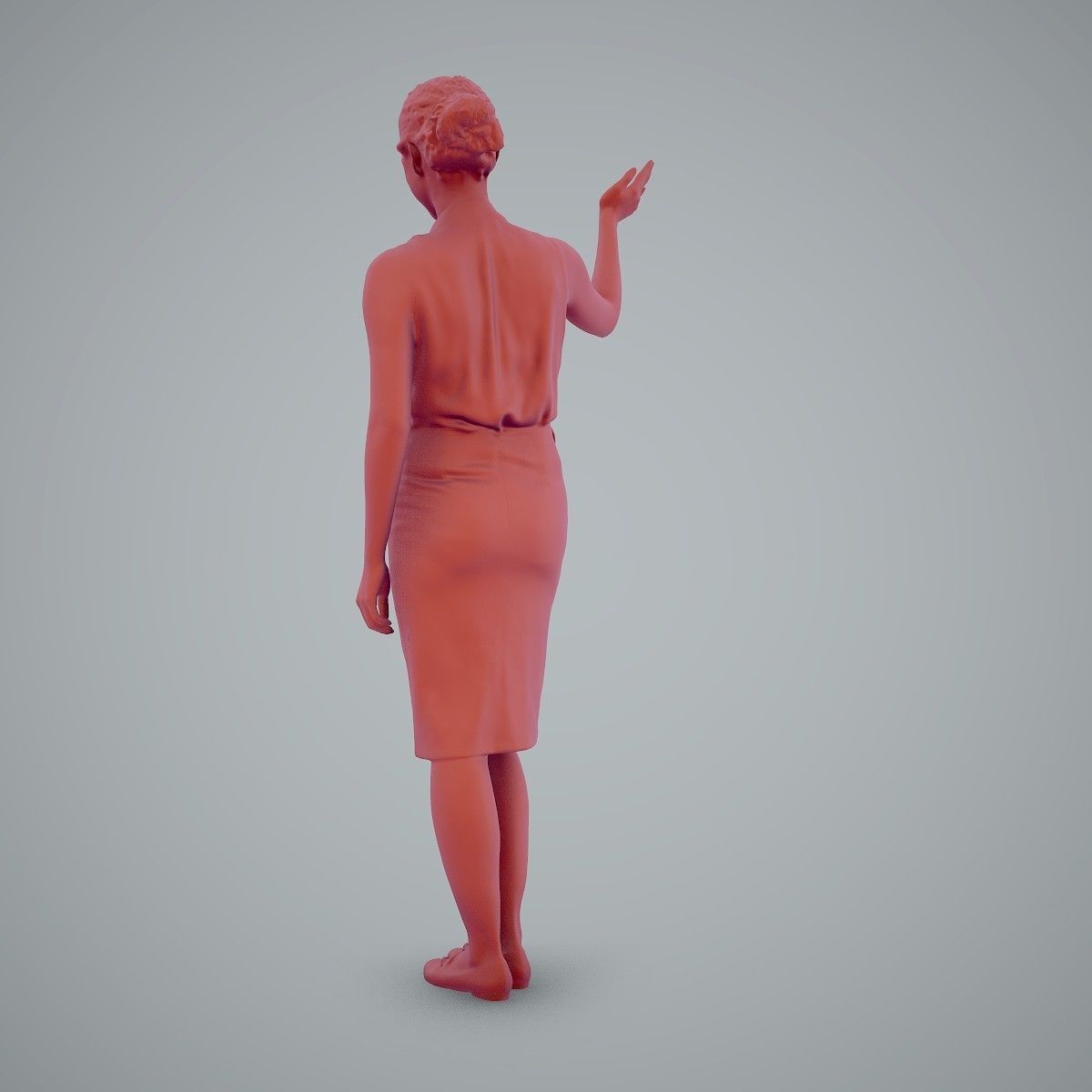 Woman Wearing Yellow Skirt and Waving BWom0100-HD2-O01P01-S 3D model_5