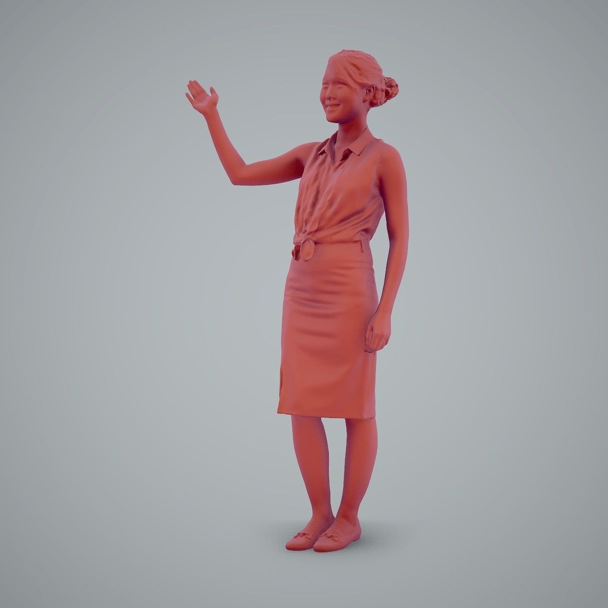 Woman Wearing Yellow Skirt and Waving BWom0100-HD2-O01P01-S 3D model_66