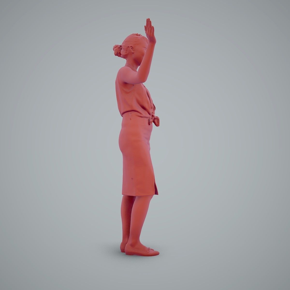 Woman Wearing Yellow Skirt and Waving BWom0100-HD2-O01P01-S 3D model_15