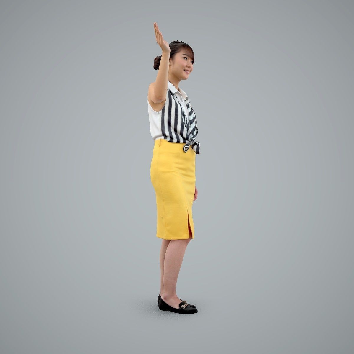 Woman Wearing Yellow Skirt and Waving BWom0100-HD2-O01P01-S 3D model_17