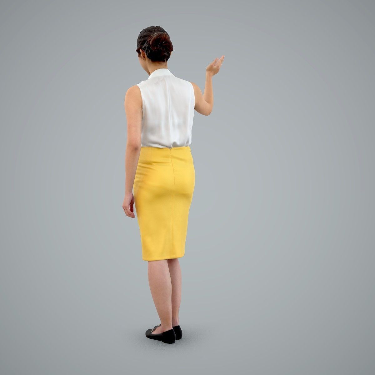 Woman Wearing Yellow Skirt and Waving BWom0100-HD2-O01P01-S 3D model_60