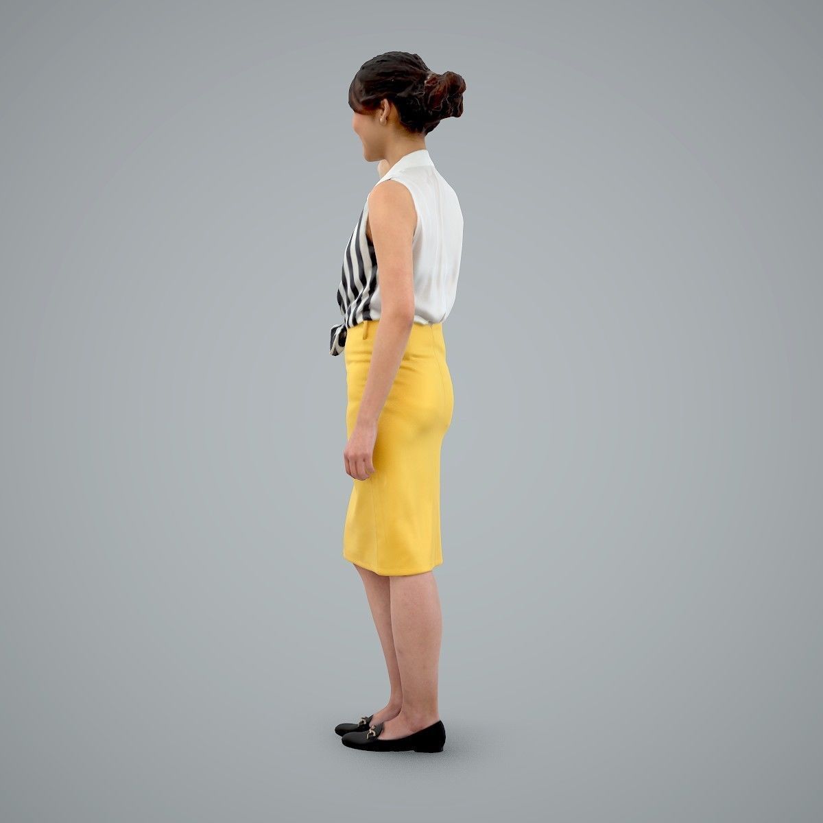 Woman Wearing Yellow Skirt and Waving BWom0100-HD2-O01P01-S 3D model_29
