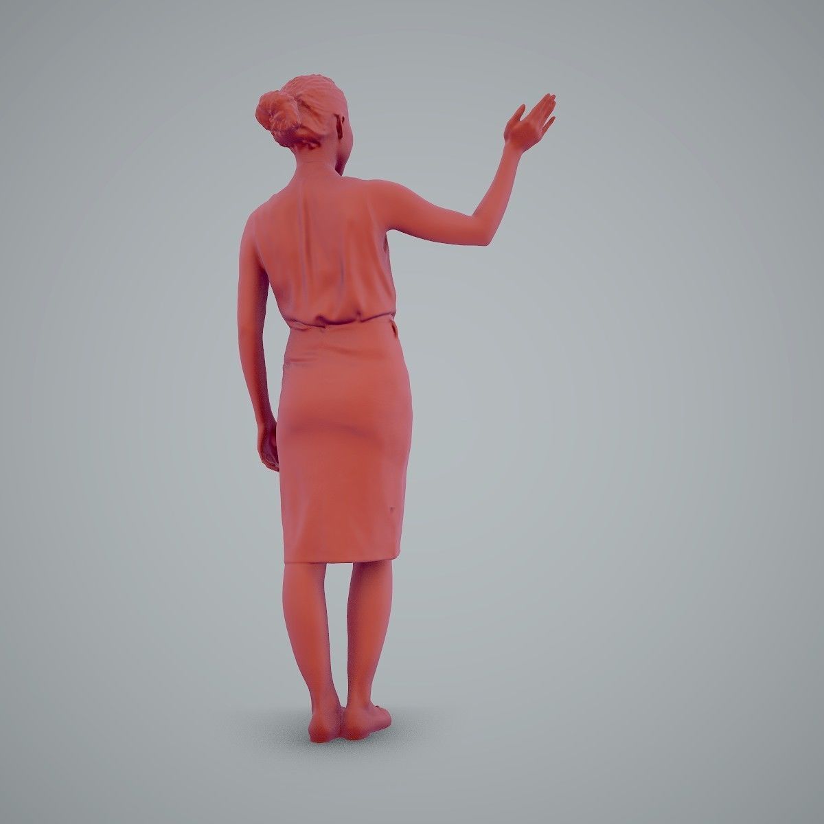 Woman Wearing Yellow Skirt and Waving BWom0100-HD2-O01P01-S 3D model_56