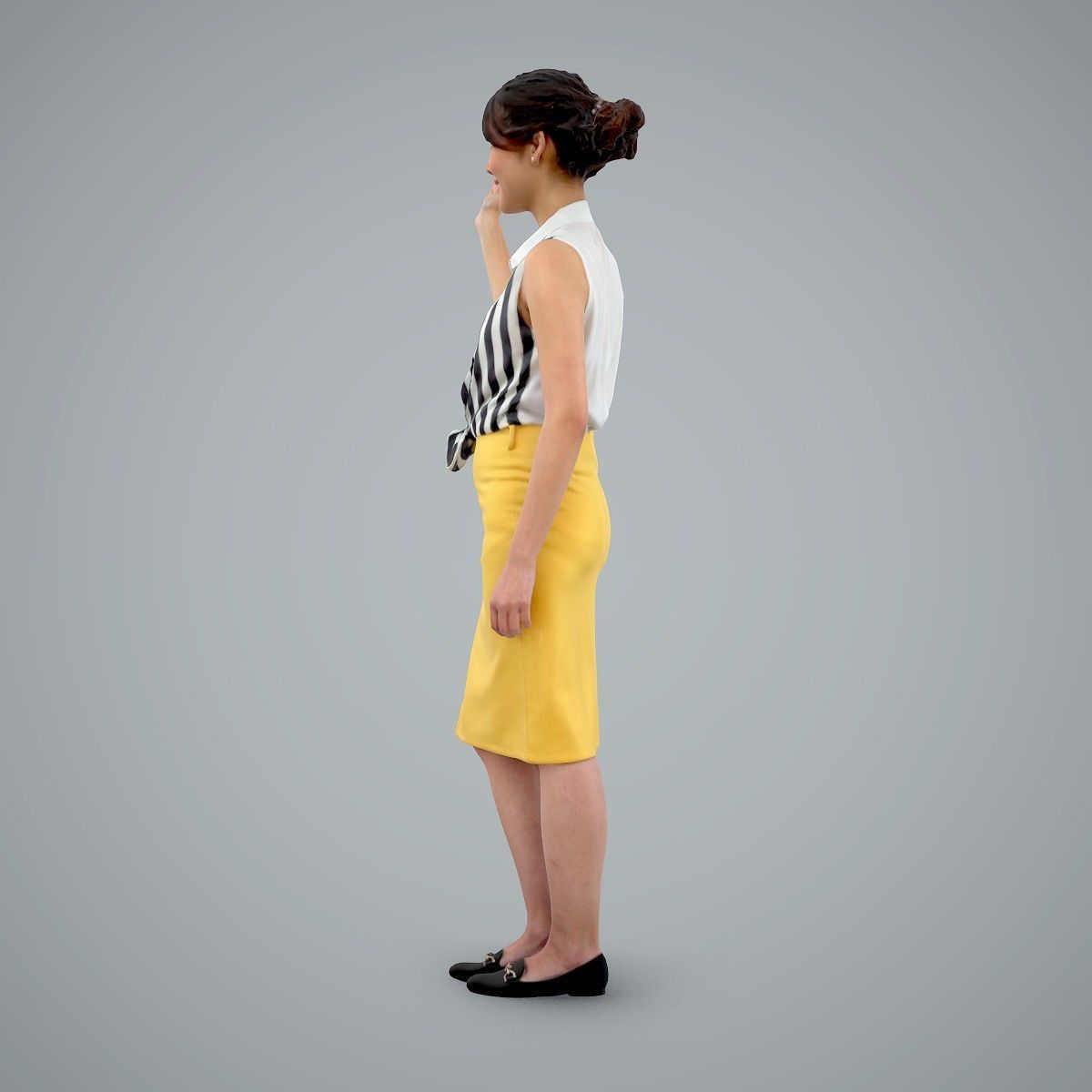 Woman Wearing Yellow Skirt and Waving BWom0100-HD2-O01P01-S 3D model_51
