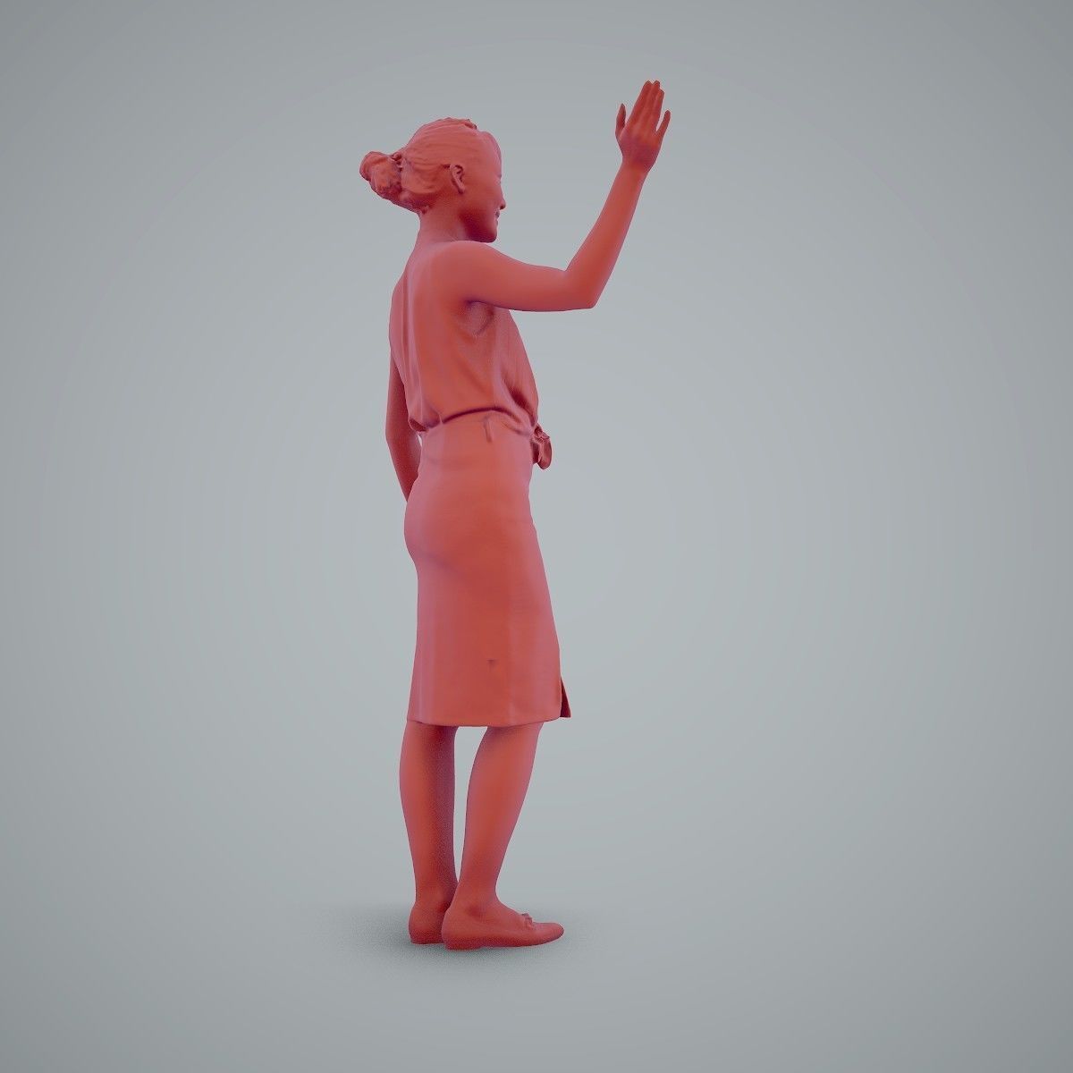 Woman Wearing Yellow Skirt and Waving BWom0100-HD2-O01P01-S 3D model_9