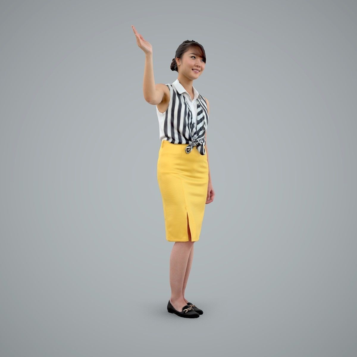 Woman Wearing Yellow Skirt and Waving BWom0100-HD2-O01P01-S 3D model_18