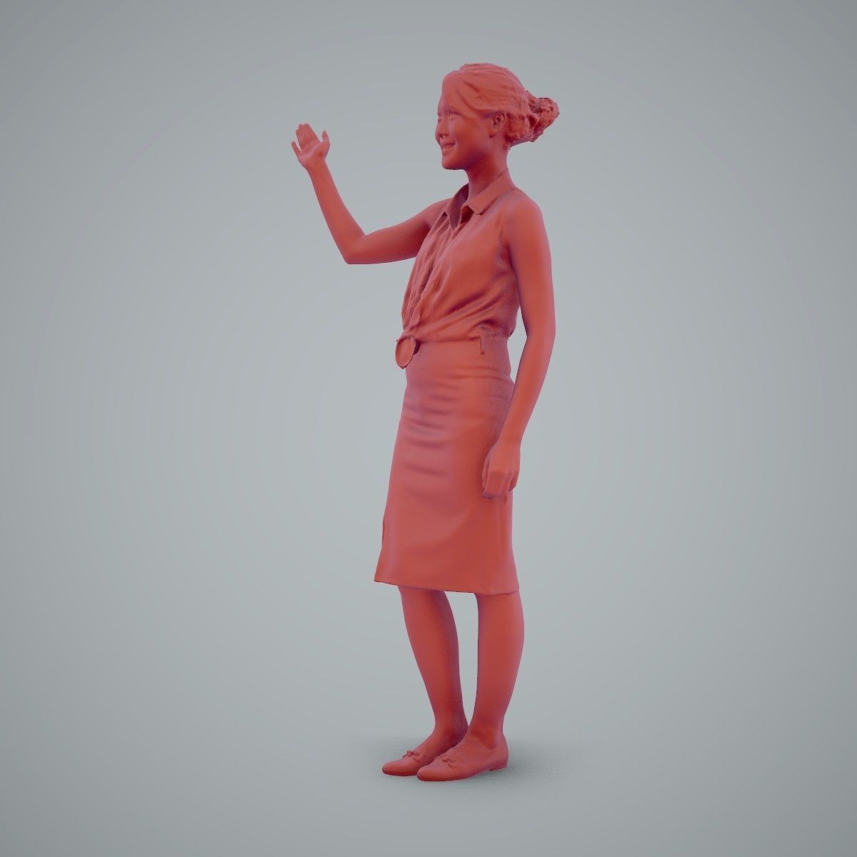 Woman Wearing Yellow Skirt and Waving BWom0100-HD2-O01P01-S 3D model_14