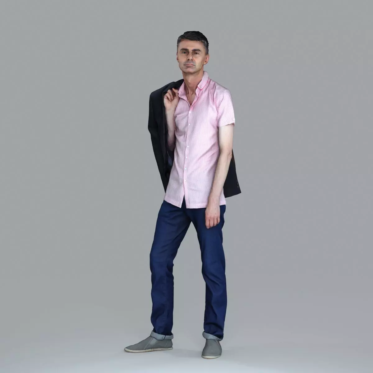 Standing Man with Pink Shirt and Jacket CMan0017-HD2-O02P02-S 3D model_0