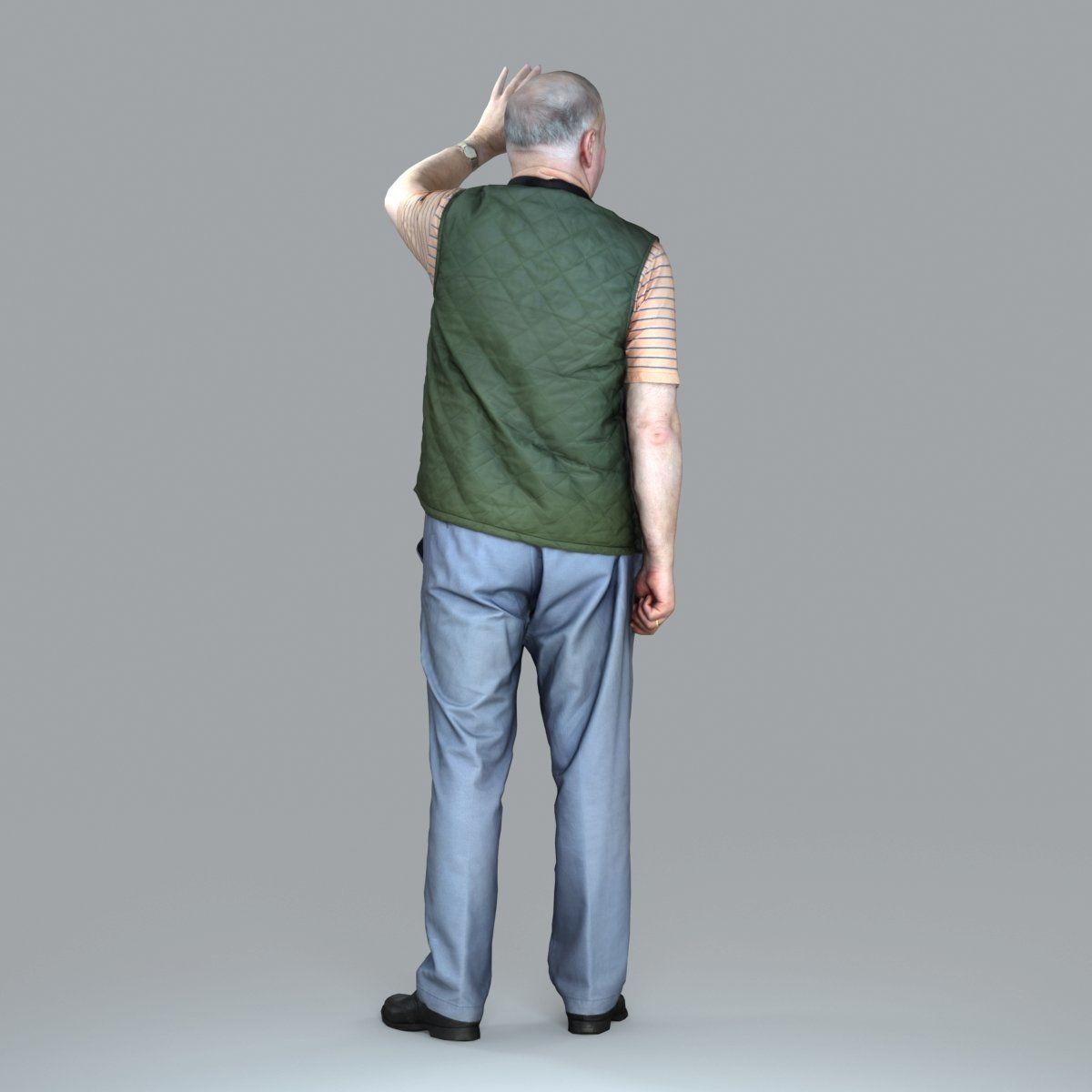 Elder Man Waving and  Wearing Green Vest CMan0009-HD2-O02P05-S 3D model_68