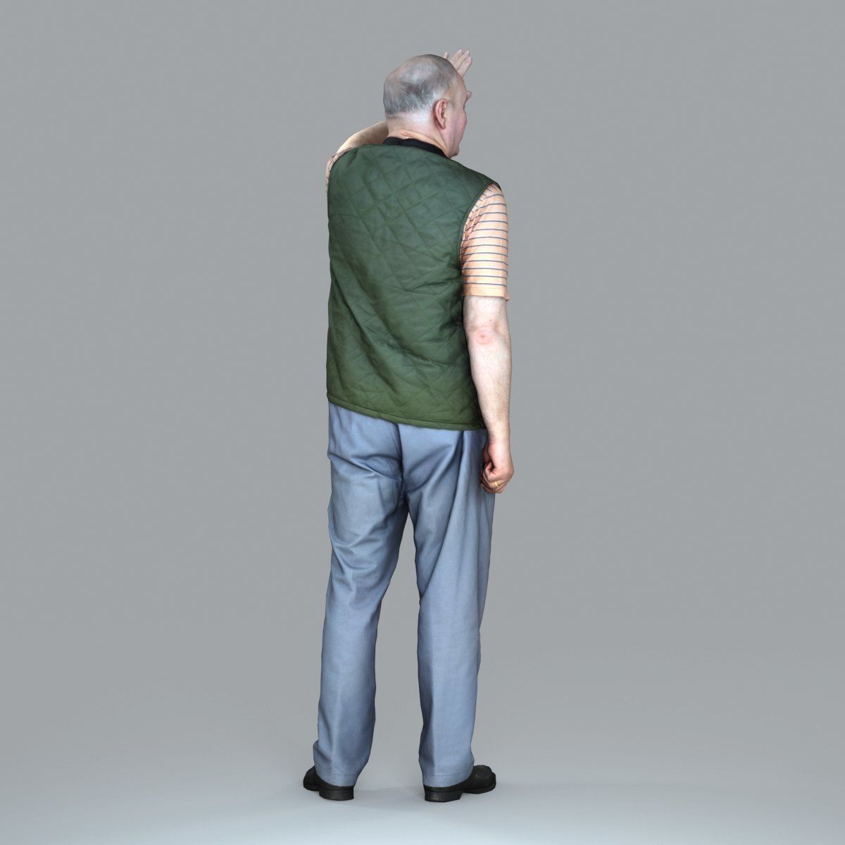 Elder Man Waving and  Wearing Green Vest CMan0009-HD2-O02P05-S 3D model_50